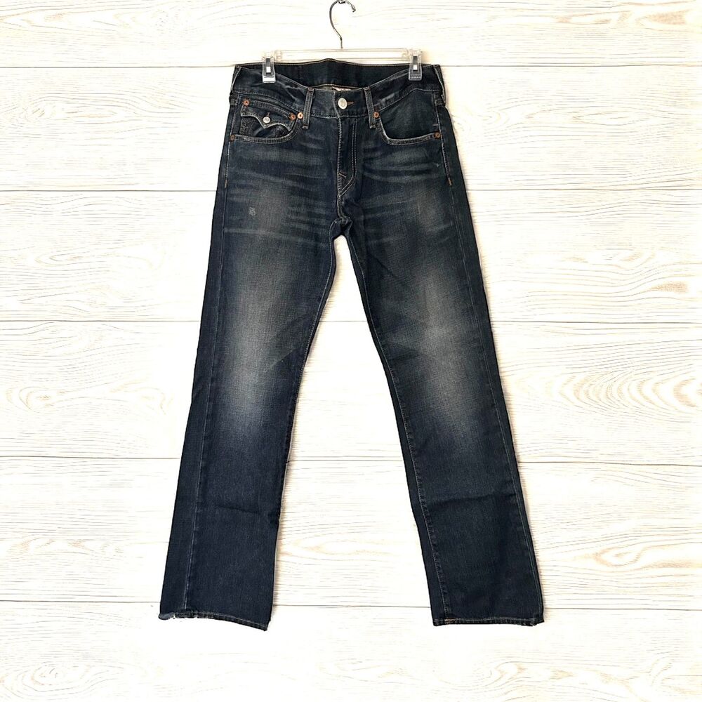 True Religion Jeans Men’s 32 Straight Leg Blue Denim USA Made Distressed